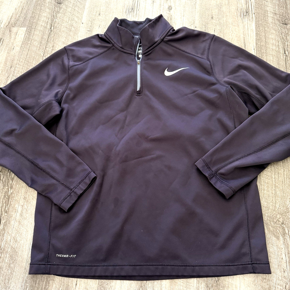 NIKE 1/4 Zip Pullover Mens Large Purple Therma-Fit Sweatshirt Light 645383-570